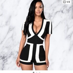 Black and White Patterned Romper